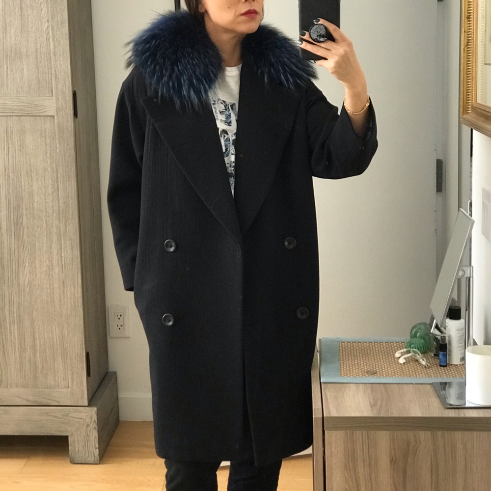 Shanghai Tang Wool Coat w/Raccoon fur collar - Picture 5 of 11